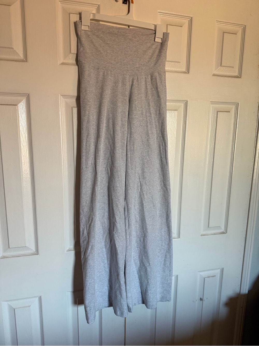 NWOT Brandy Melville Cotton Light Gray Wide Leg Foldover Pants Fit Like Small - Picture 3 of 4